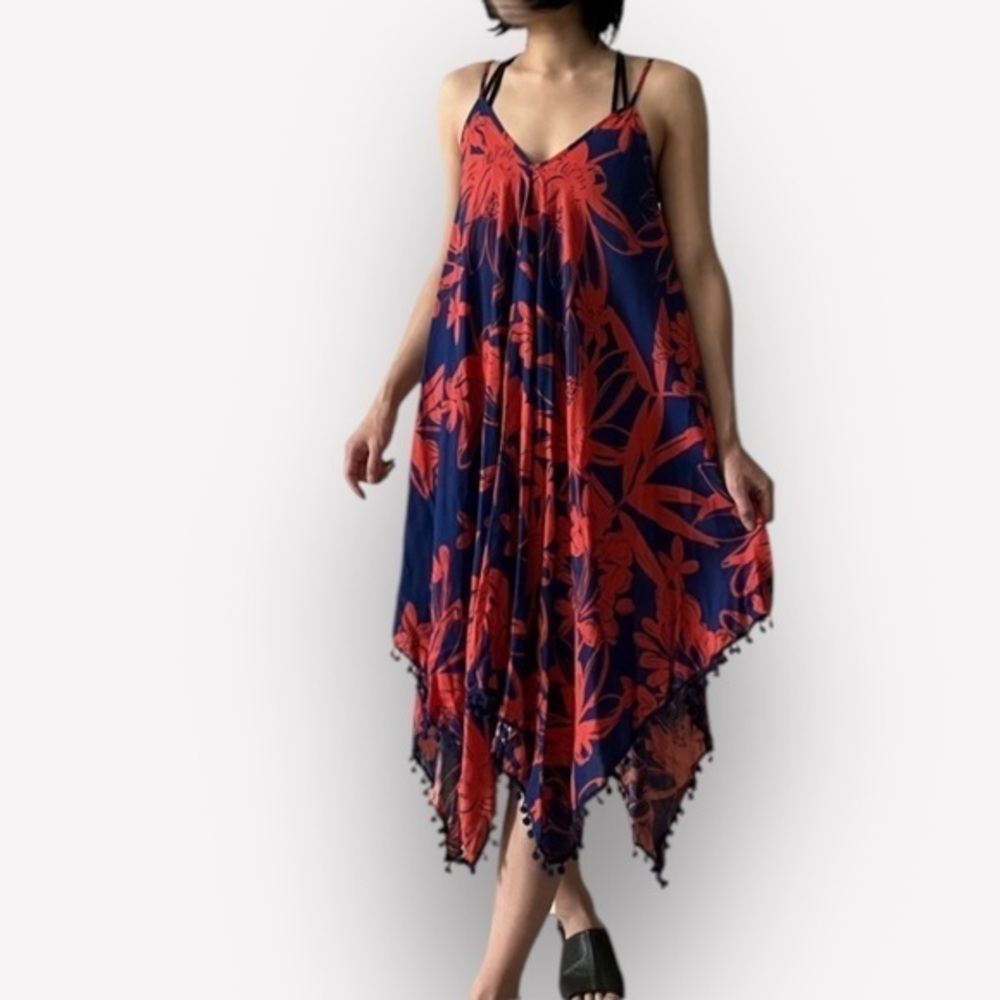 🇪🇸🥑Goa Beachwear by Japna Swim Cover-up Dress floral blue orange